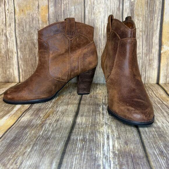 Clarks Shoes - Clarks Brown Leather Western Cowgirl Boho Hippie Ankle Booties Womens Sz 7.5